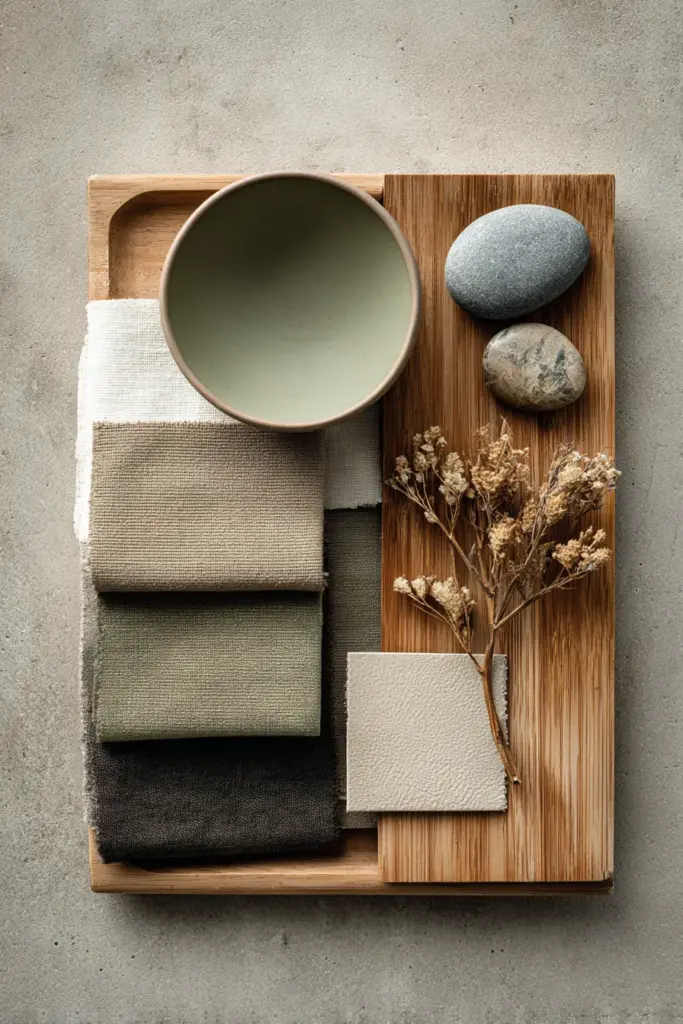 Japandi Color Palette — Warm Neutral Material Flatlay