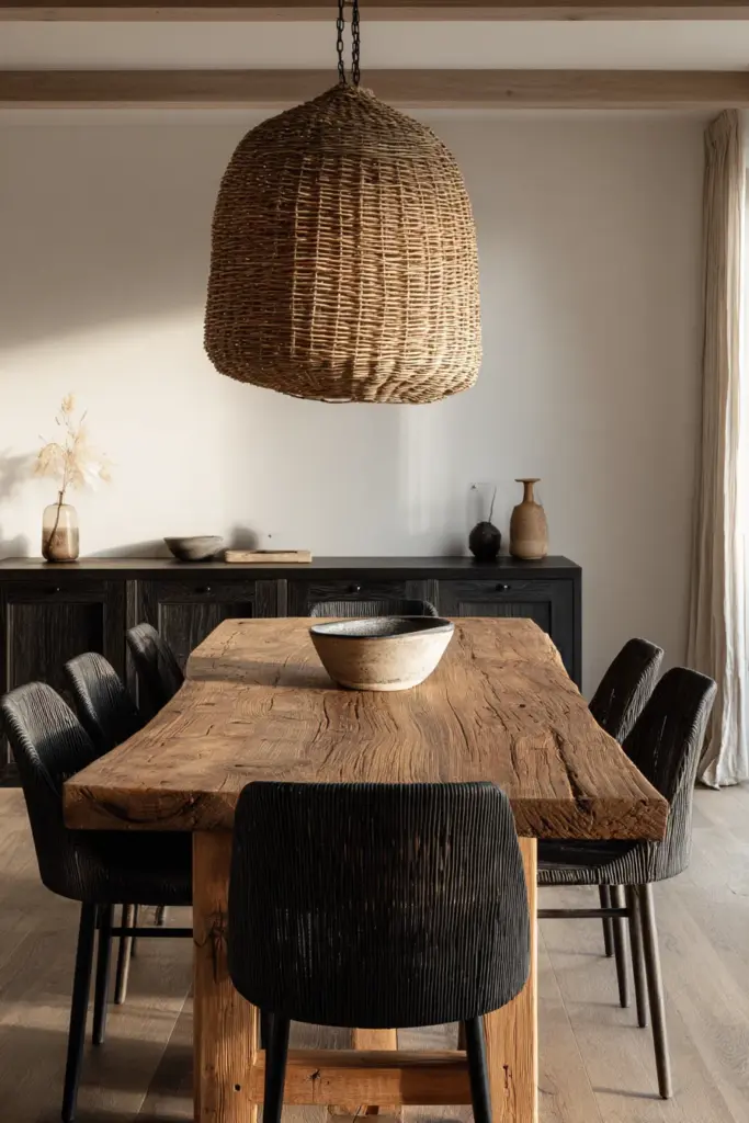 Japandi Dining Table Natural Wood Finish