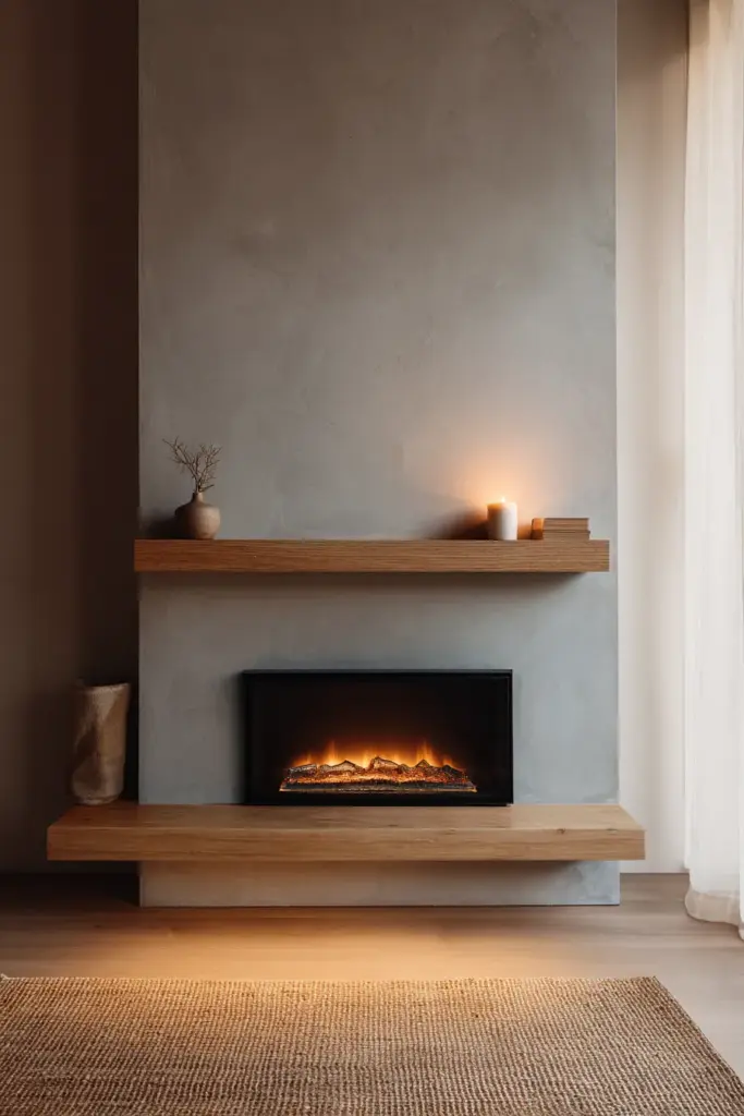 Japandi Electric Fireplace Rental Setup