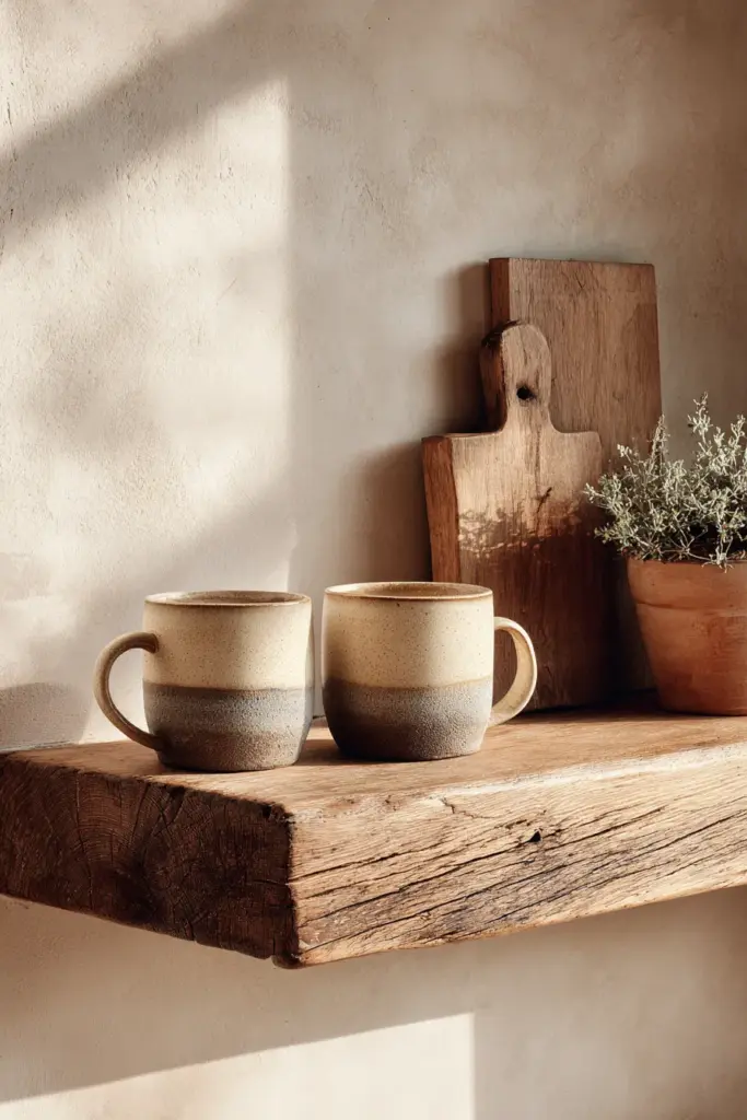 Japandi Kitchen Open Shelf Styling