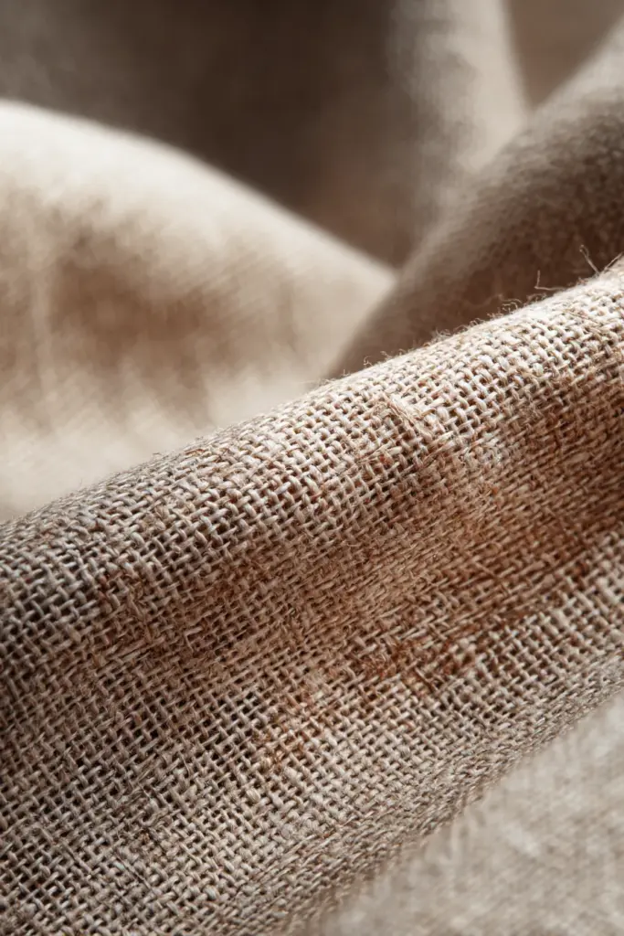 Japandi Linen Fabric Texture Close-Up