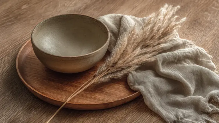 Japandi Living Room Accessories Flat Lay