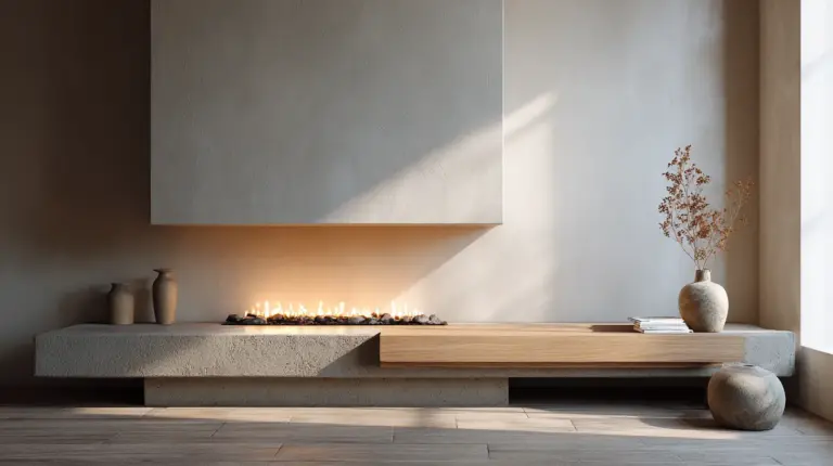Japandi Living Room Fireplace Hero