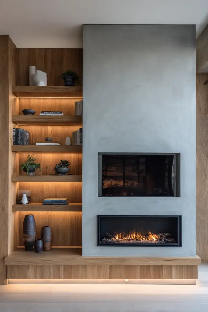 Japandi Media Wall Fireplace