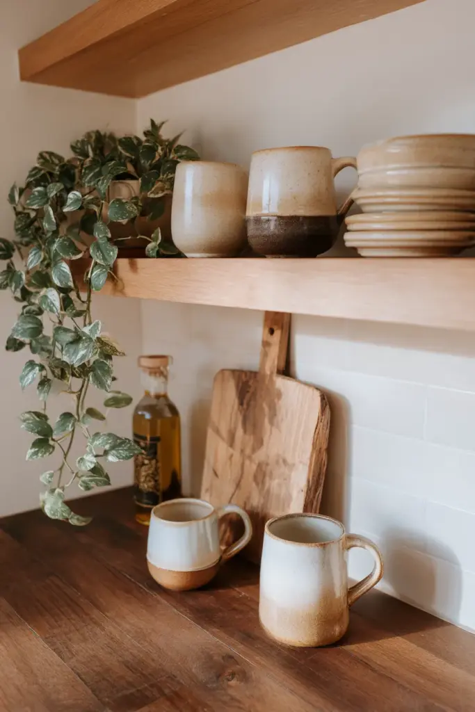 Japandi Open Shelving Kitchen Detail