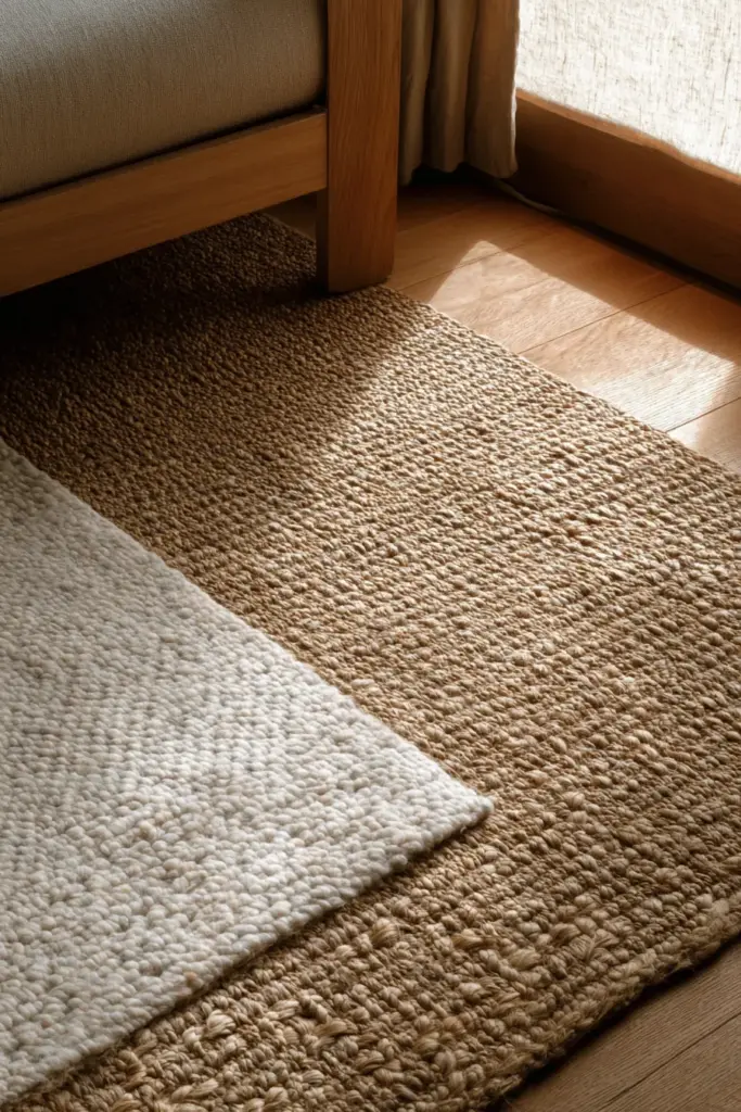 Japandi Rug Layering Close-Up