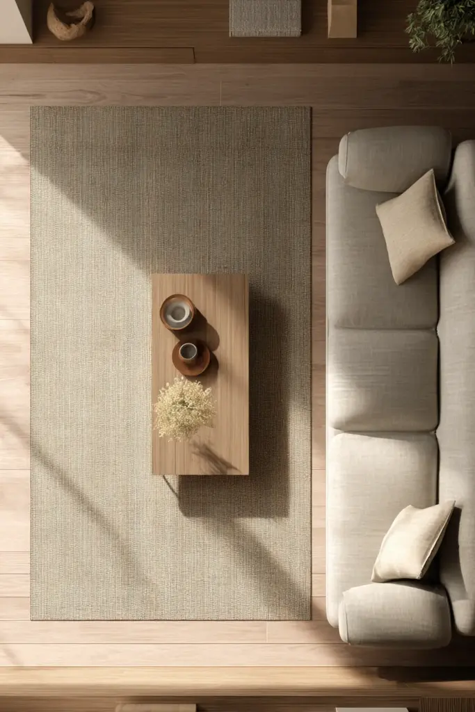 Japandi Rug Size and Furniture Layout