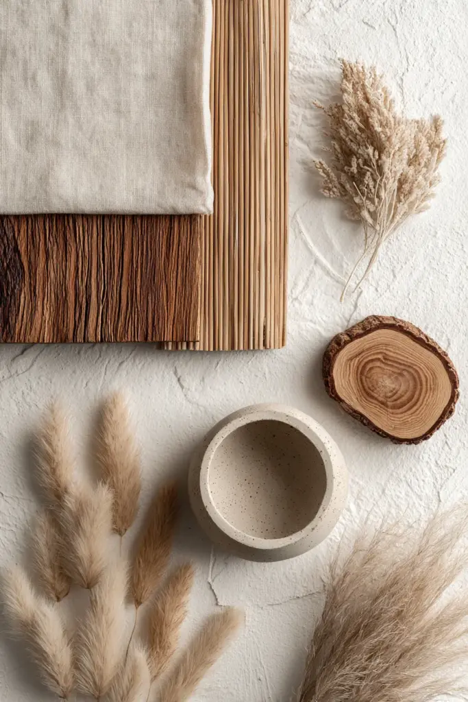 Japandi Sustainable Materials Flat Lay
