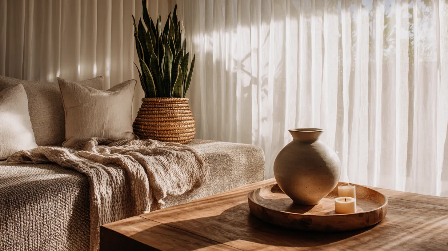 Japandi Thrift Living Room Flatlay