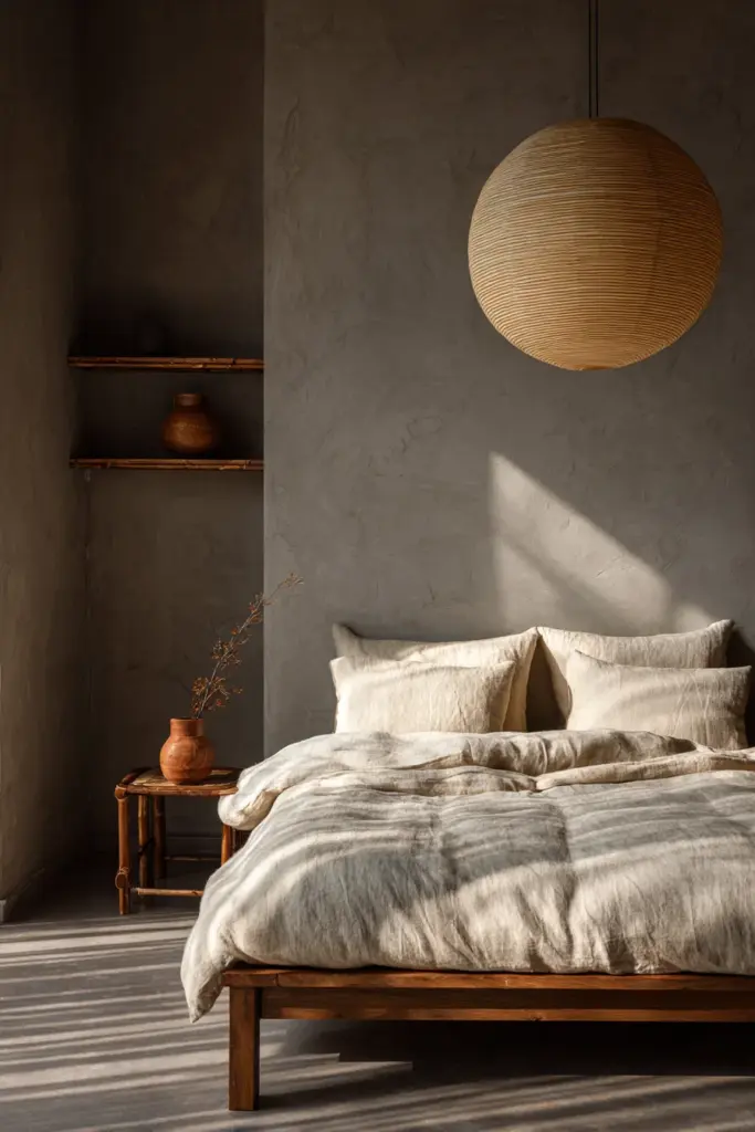 Layered Japandi Lighting Bedroom