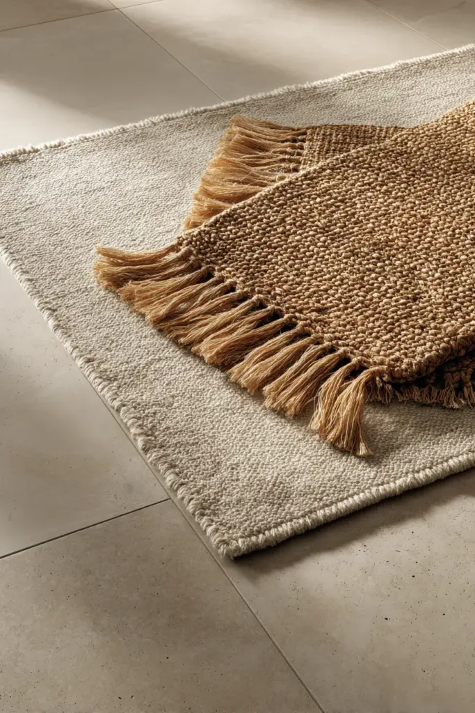 Layered Rug Styling on Tile Floor