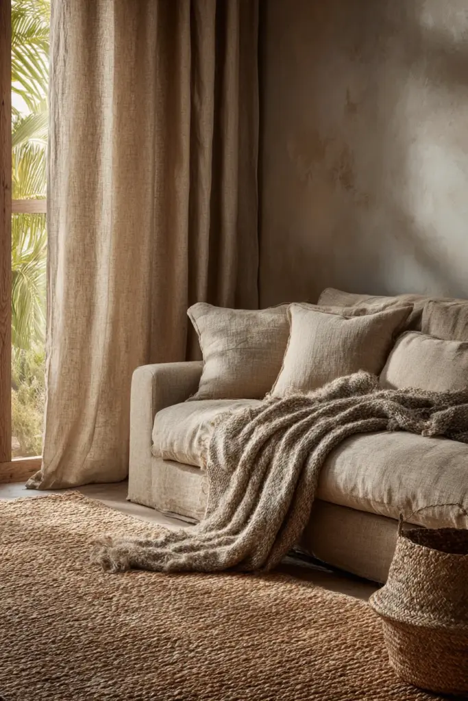 Linen Textiles and Wool Textures Japandi