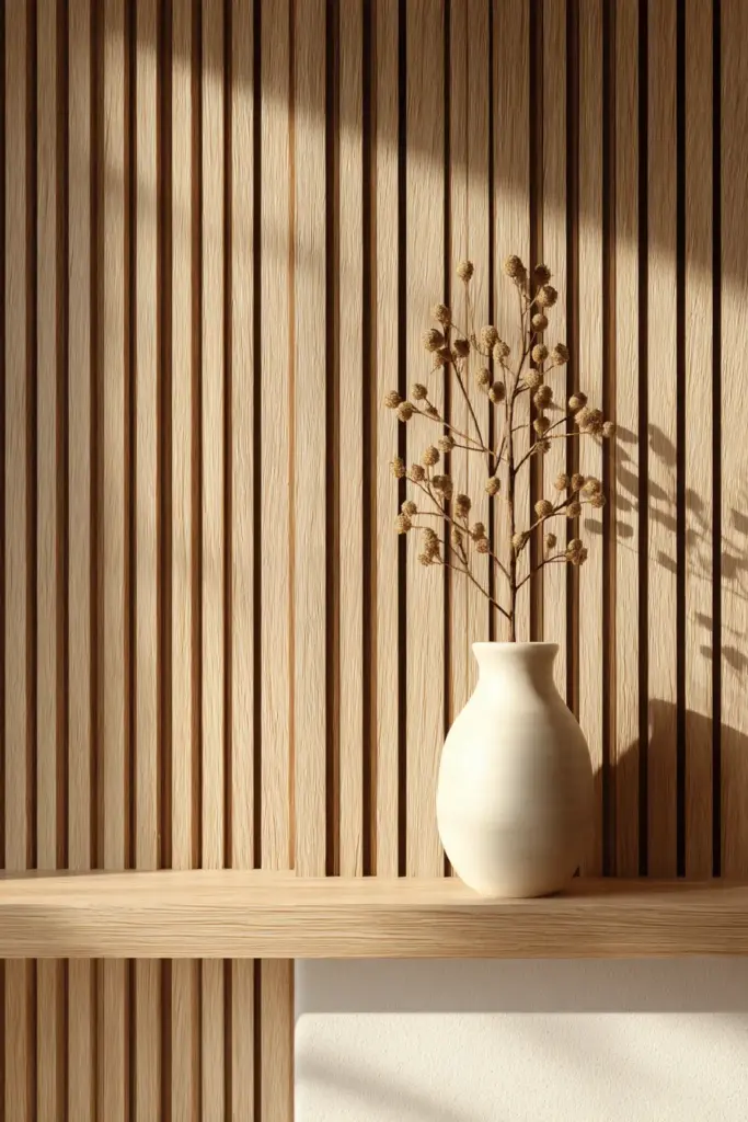 Natural Wood Grain Japandi Panel Wall