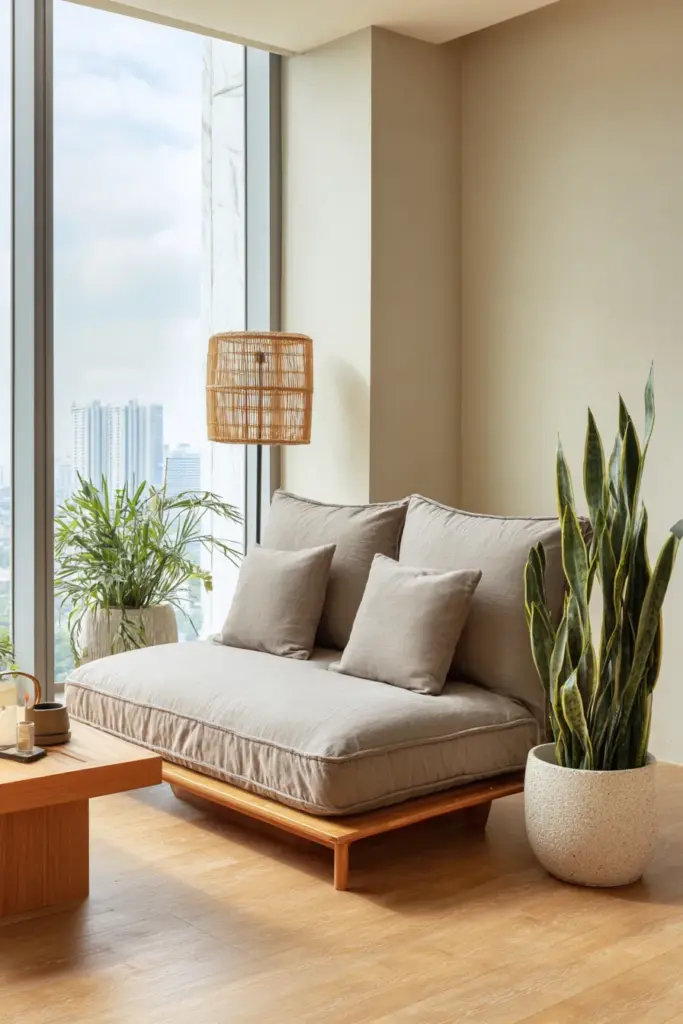 Small Japandi Living Room Layout
