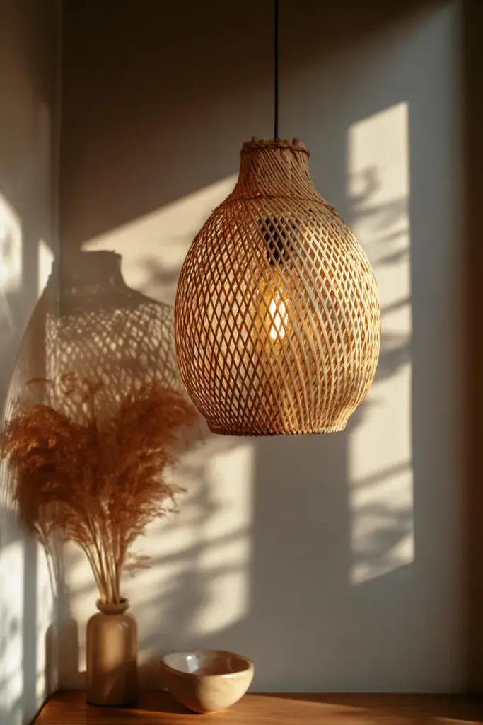 Smart Bulb in Rattan Shade