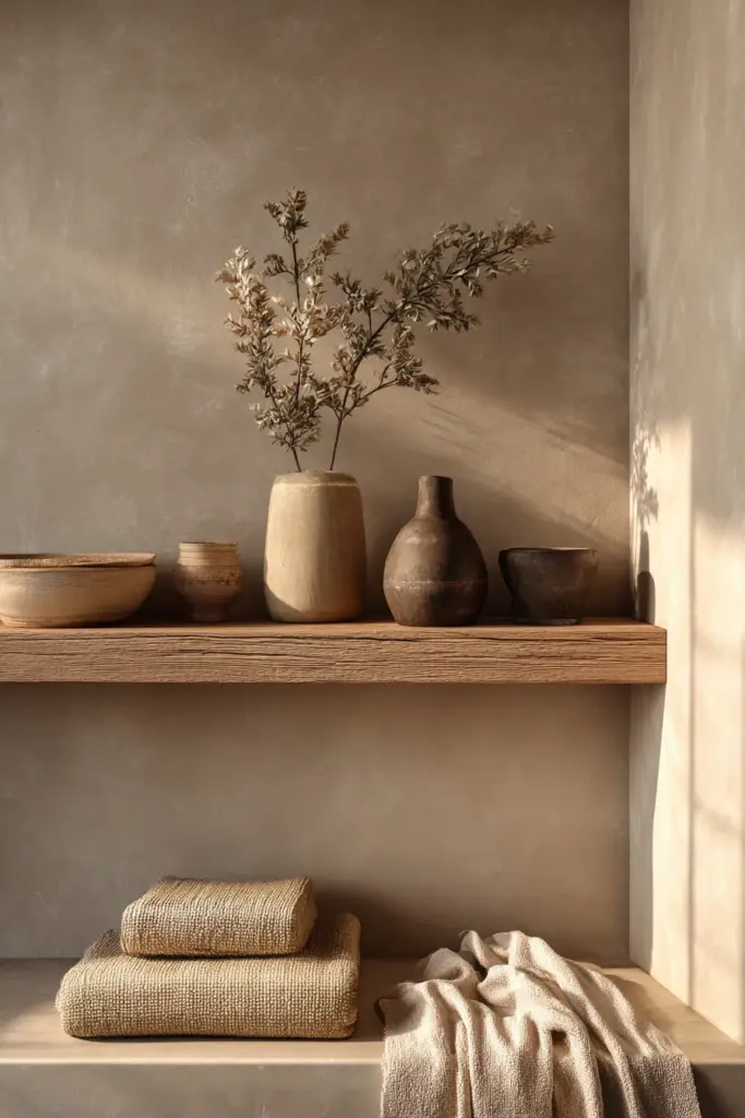 Warm Neutral Japandi Color Palette in Small Room