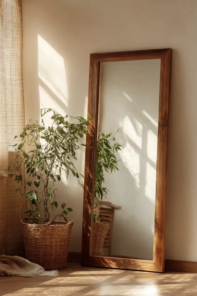 Bamboo Mirror Wall DIY