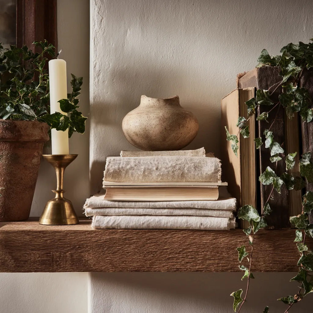 Curated Eclectic Shelf Vignette