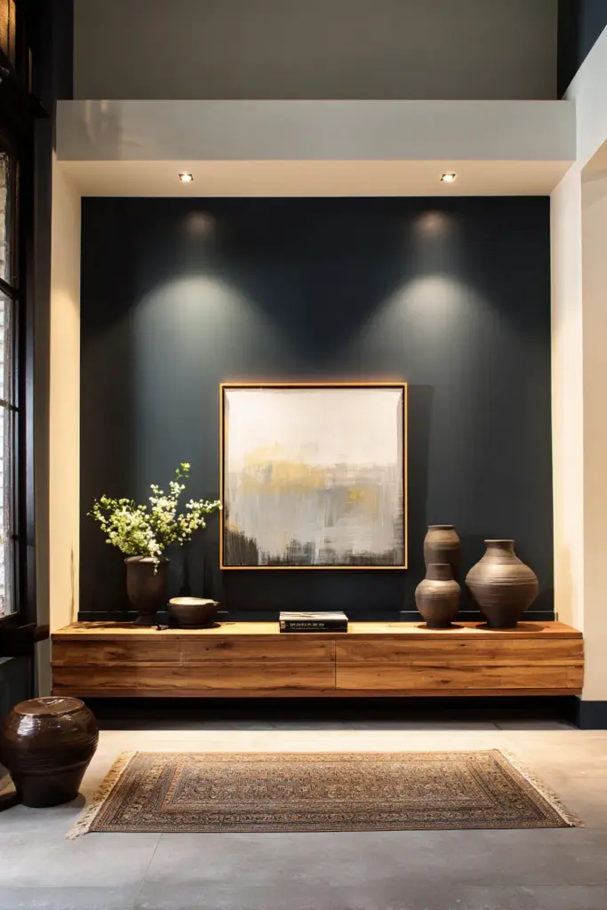 Dark Accent Wall vs Light Walls Contrast