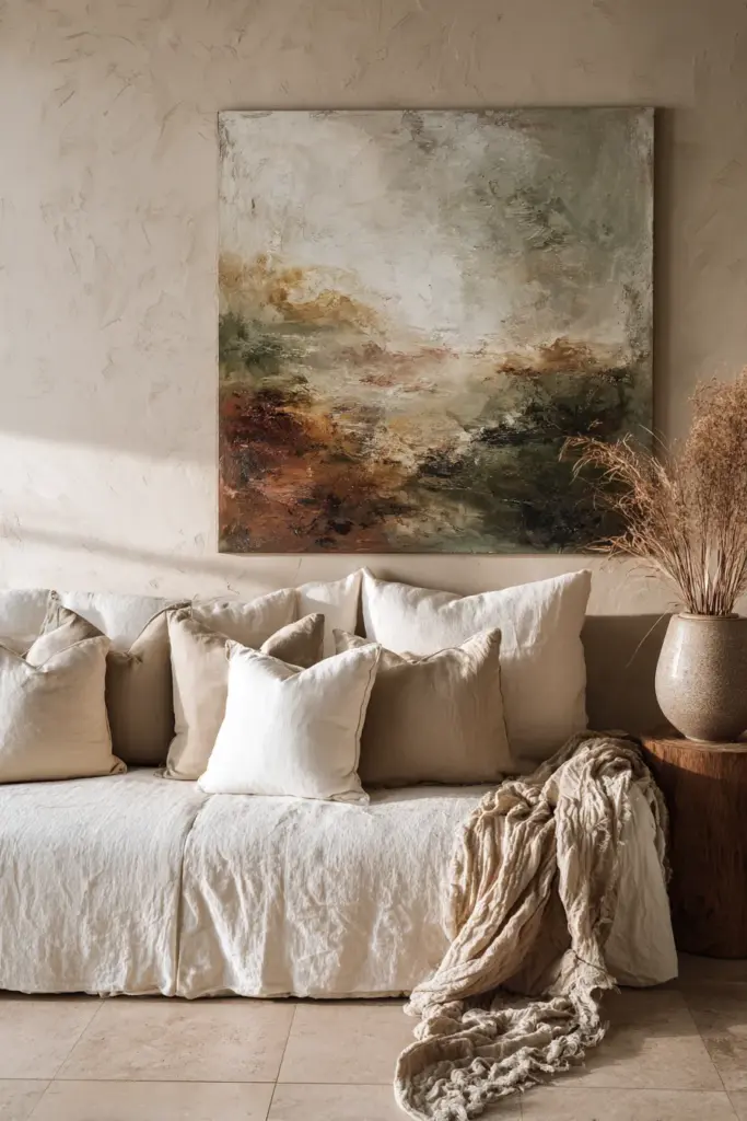 Eclectic Anchor Art Piece Above Sofa