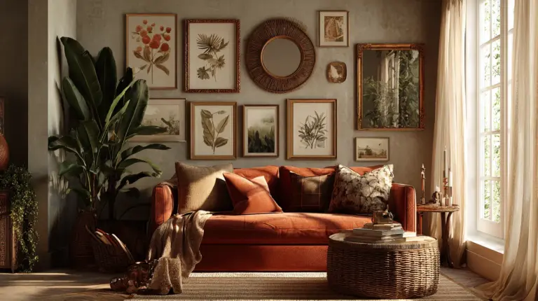Eclectic Living Room Gallery Wall