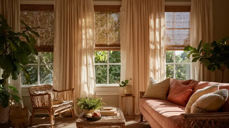 Eclectic Living Room Window Treatments