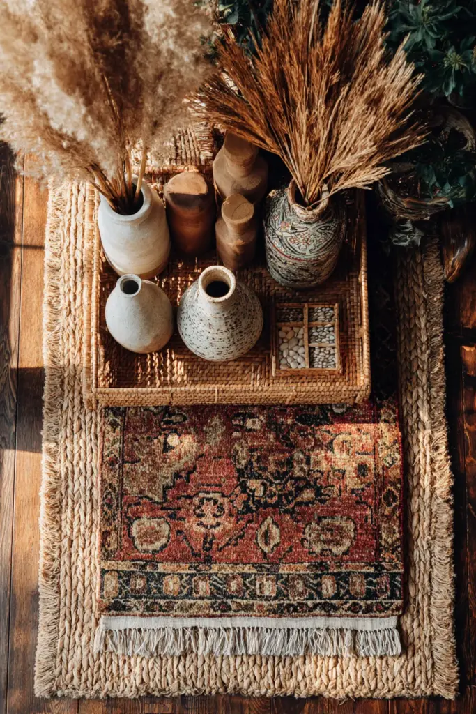 Eclectic Rug Layering Flat-Lay