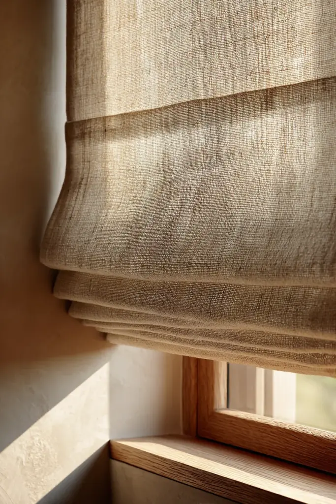 Flat Roman Shade in Linen