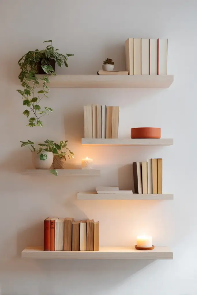 Floating Shelf Wall — Renter-Friendly
