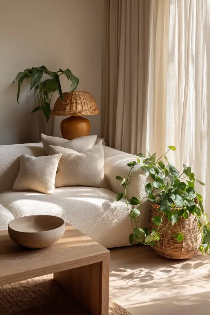 Japandi Living Room Mood – Texture and Light
