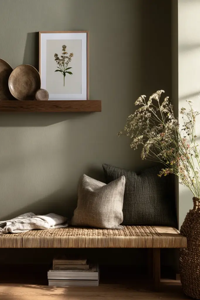 Japandi art corner — ceramics and prints