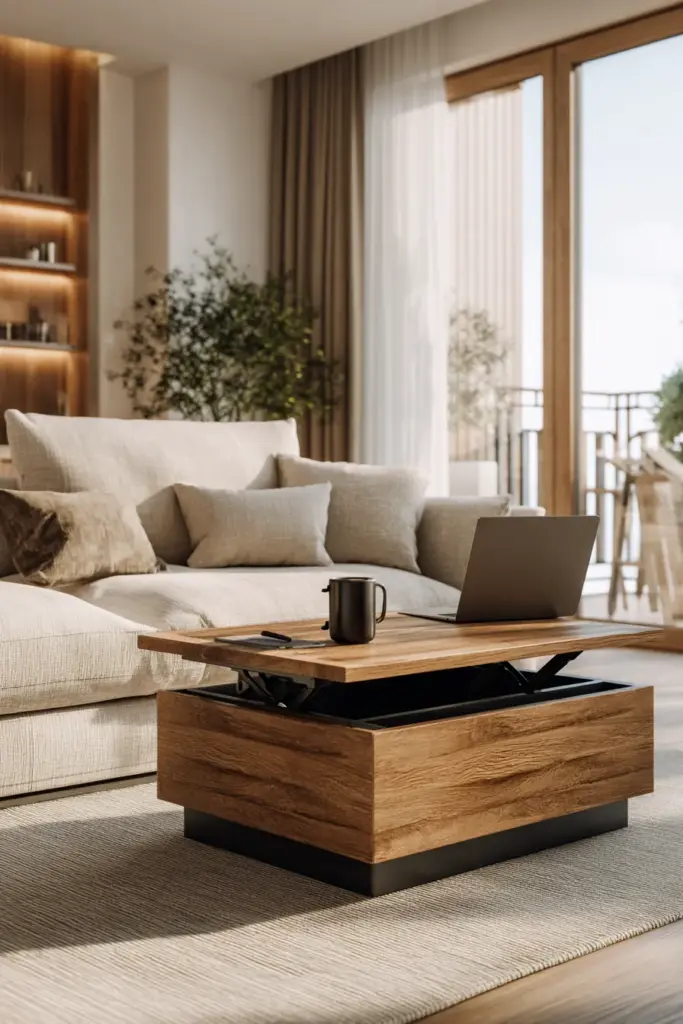 Lift-Top Coffee Table Workspace