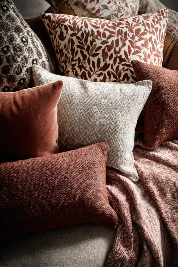 Pattern and Texture Layering on Eclectic Sofa