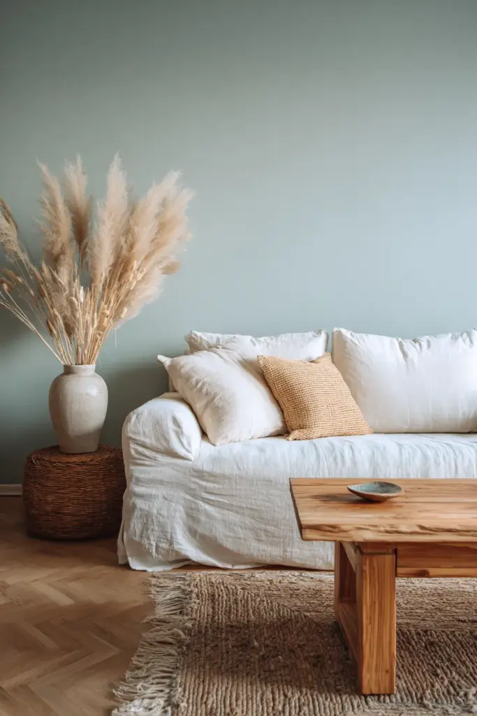 Sage Green Living Room with Japandi Detail