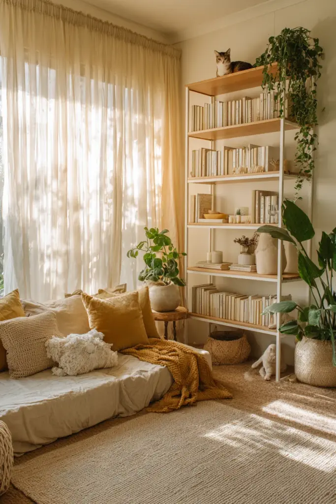 Sensory Calm Living Room with Cat Perch