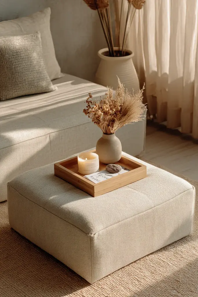 Storage Ottoman with Tray Styling
