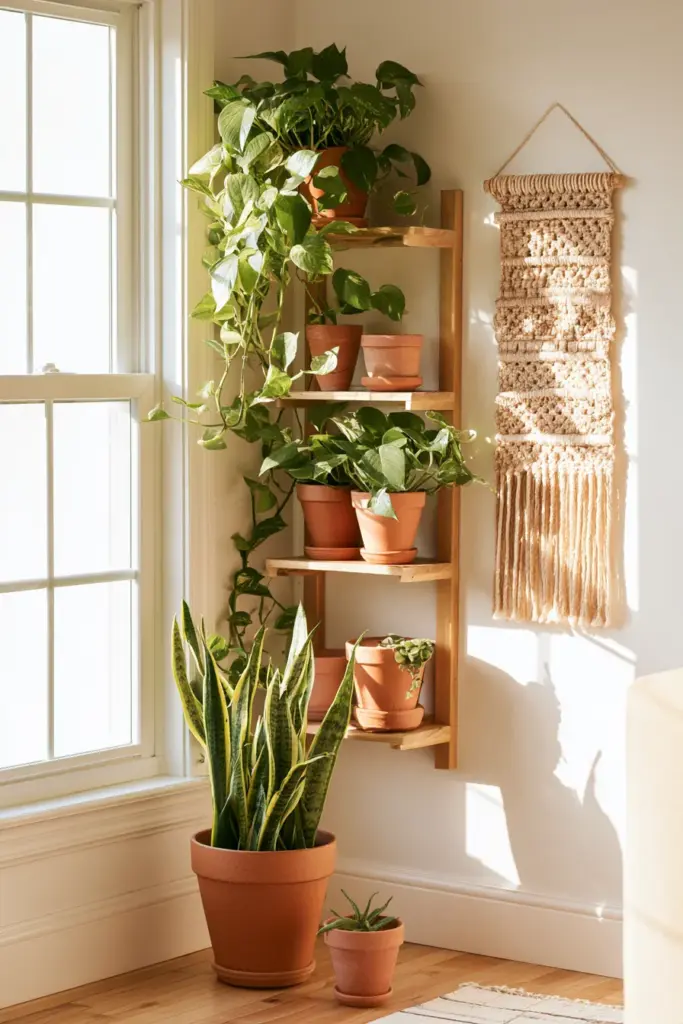 Biophilic Living Room Corner with Plants