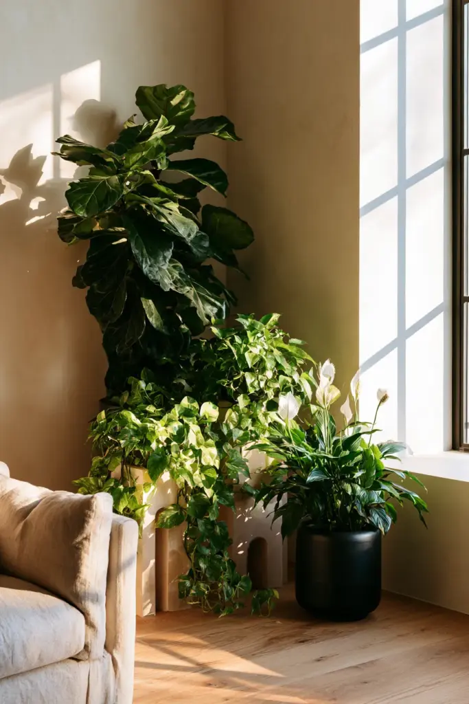 Biophilic Living Room with Indoor Plants