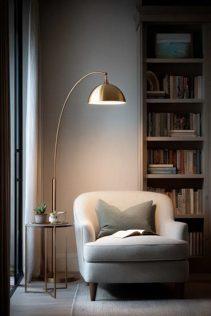 Cosy Reading Nook with Floor Lamp