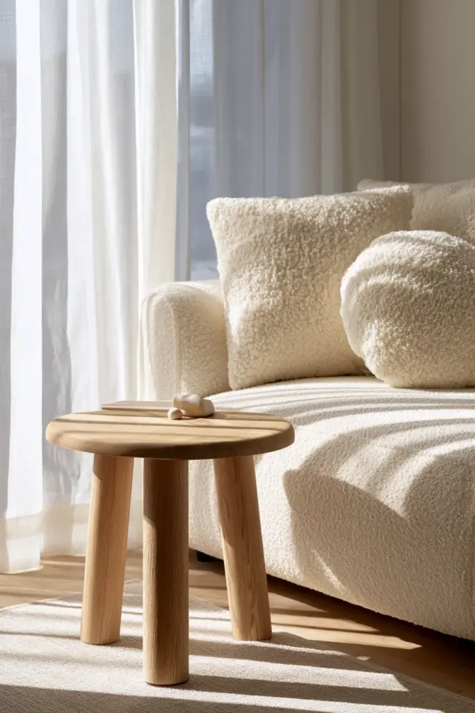 Japandi Living Room with Light Wood Accents