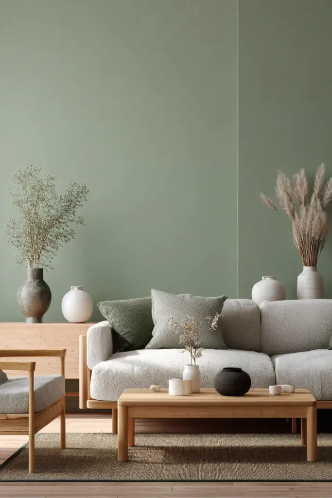 Japandi Sage Green Living Room