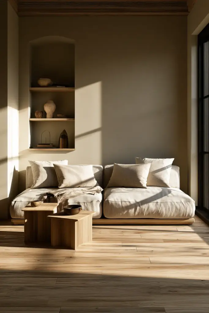 Japandi Symmetrical Living Room