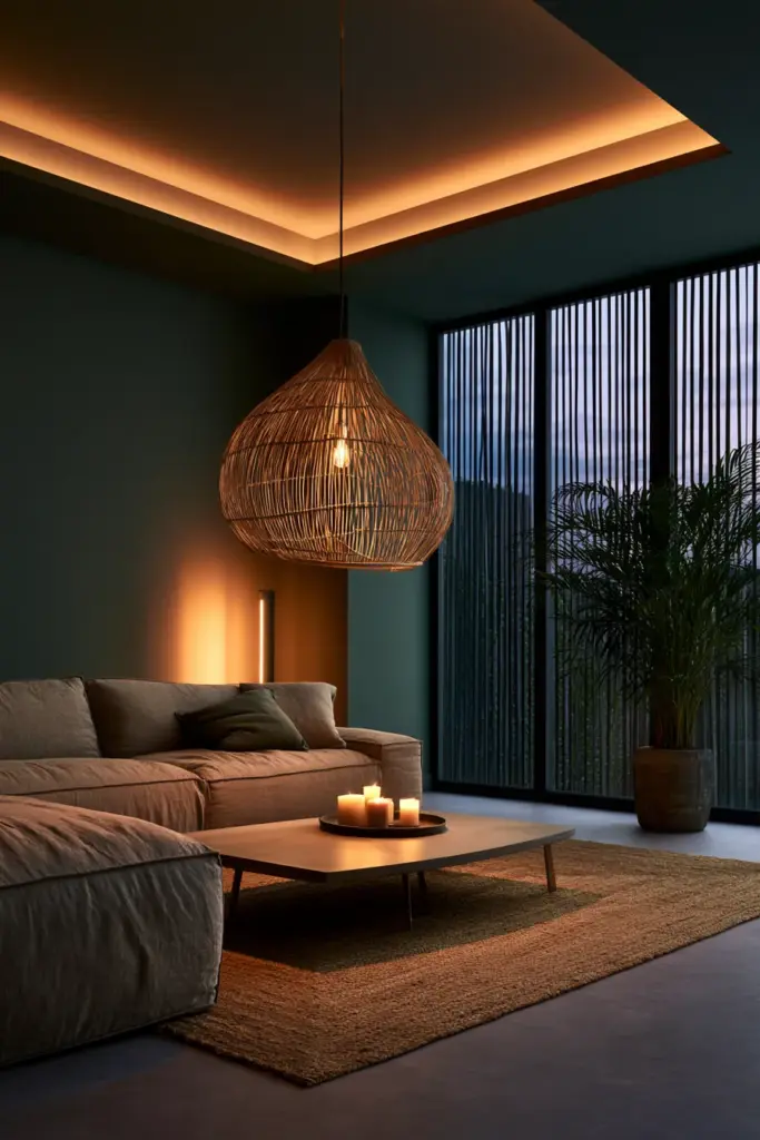 Layered Lighting Mood — Evening Living Room