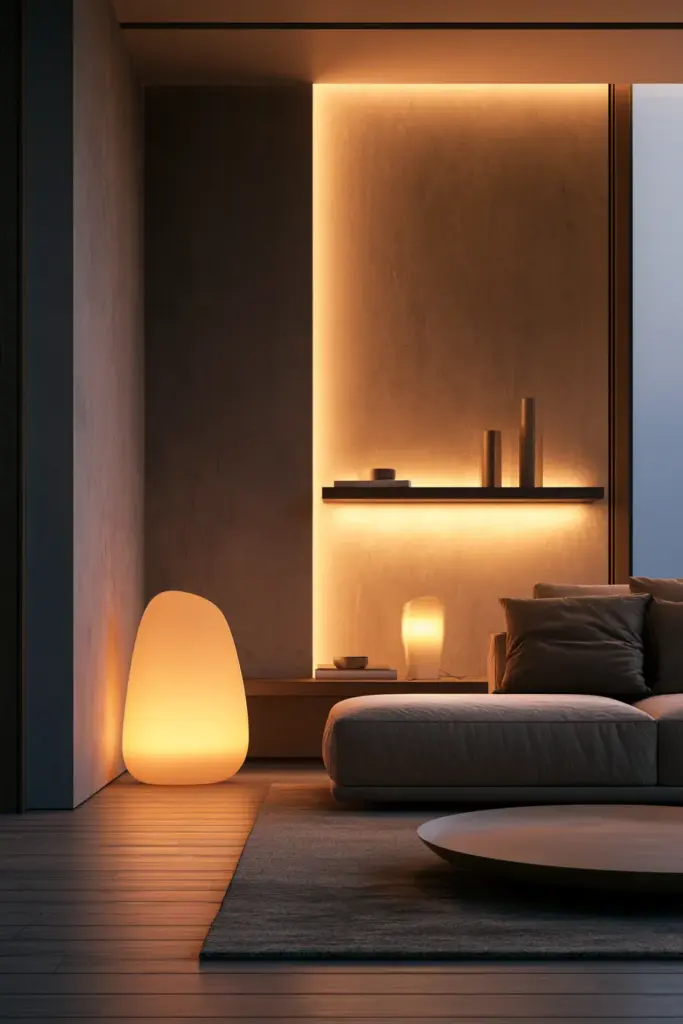 Layered Lighting in a Cozy Modern Living Room