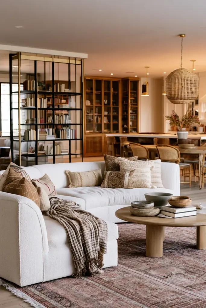 Open Concept Living Room With Rug Zoning