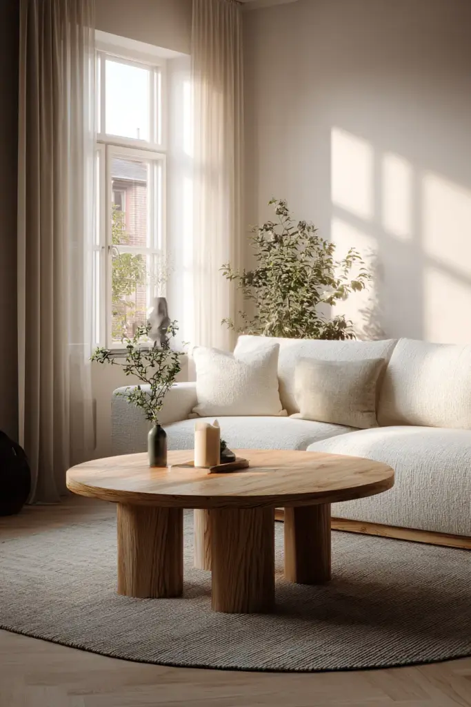 Round Wood Coffee Table Small Space