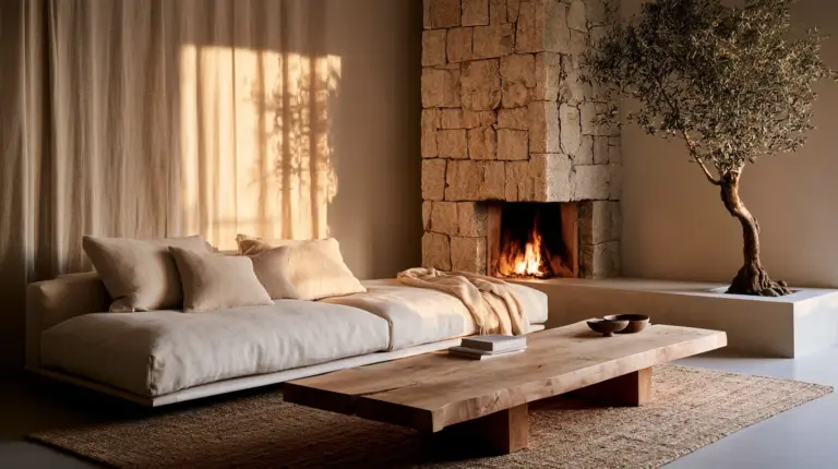 Warm Living Room Focal Point Layout