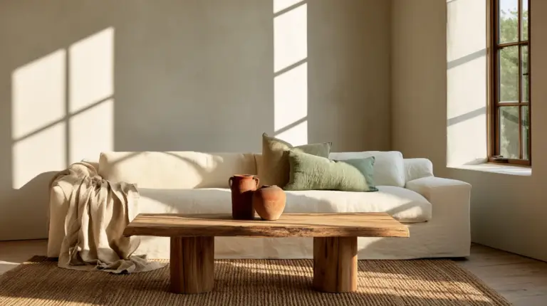 Warm Modern Living Room -Natural Light & Neutral Tones