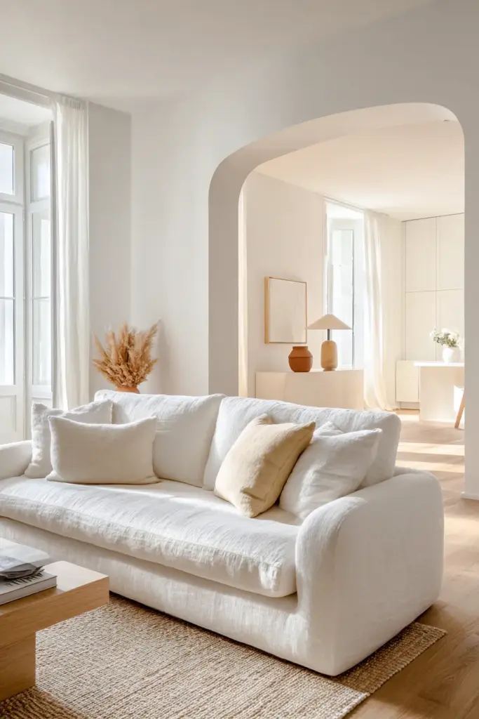 Warm White and Cream Living Room