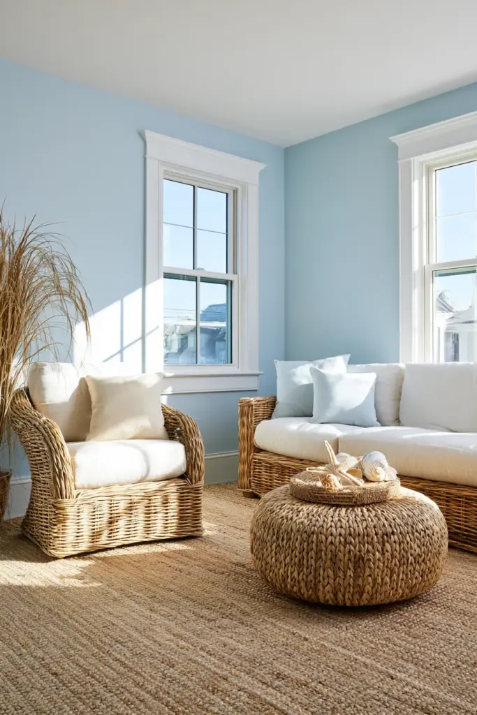 Airy Coastal Blue Living Room